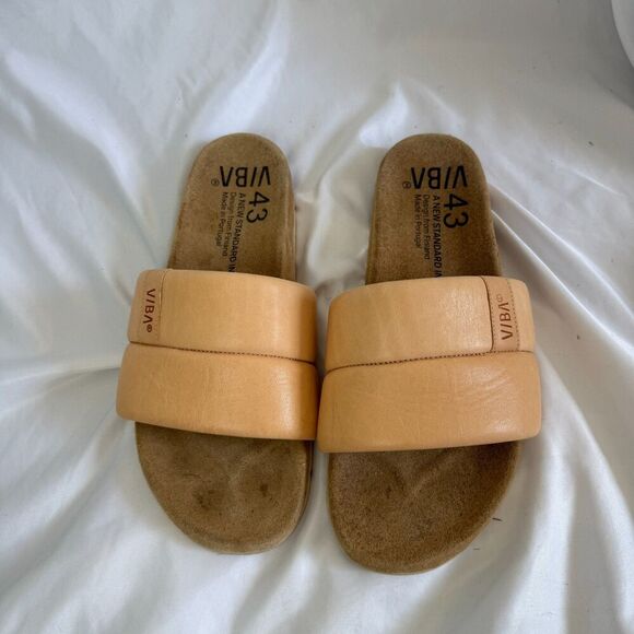 VIBAe Porto Leather Tan Unisex Slides Size 43 Portugal Quiet Luxury M 10 W 13 main image 4